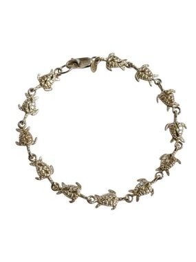 Vintage Sterling Silver Sea Turtle Link Bracelet